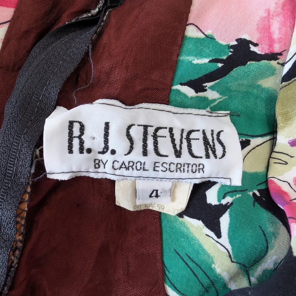 Vintage R.J. Stevens By Carol Escritor Sleeveless Floral Midi Dress Size 4 - Picture 8 of 9